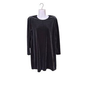 J. Jill Petite Velvet Tunic Dress S Gray Polyester Spandex Made In USA